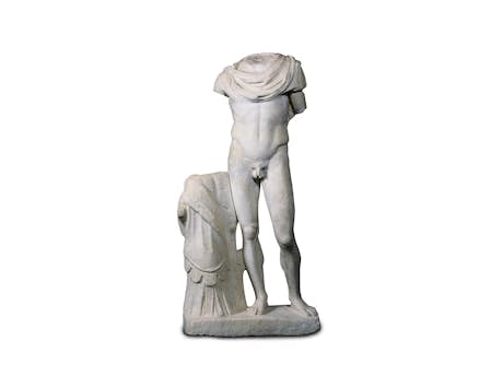Bedeutende, lebensgroße römische Marmorfigur des Kriegsgottes Mars